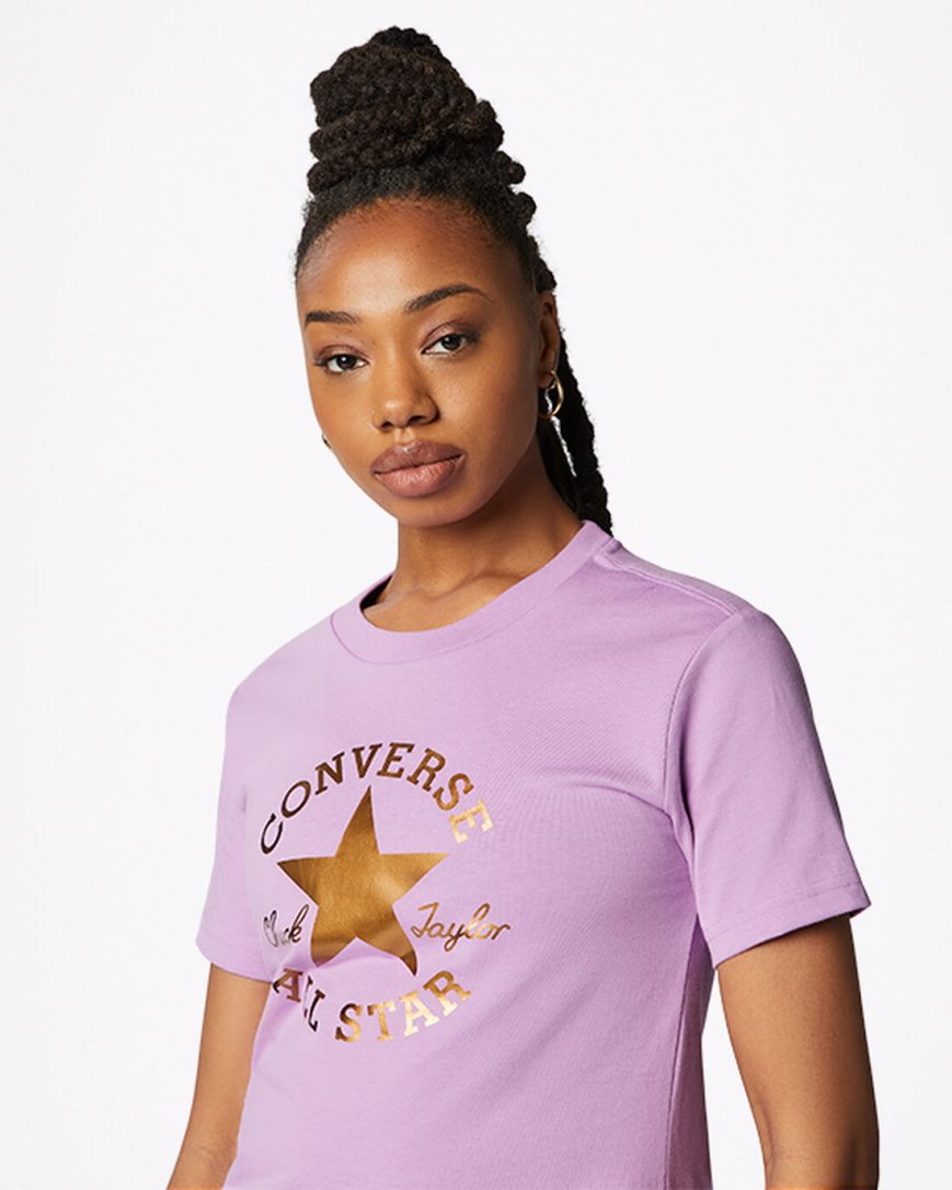 Dámské T-Shirts Converse Metallic Chuck Taylor Patch Classic Fit Fialové | CZ 31PHI25